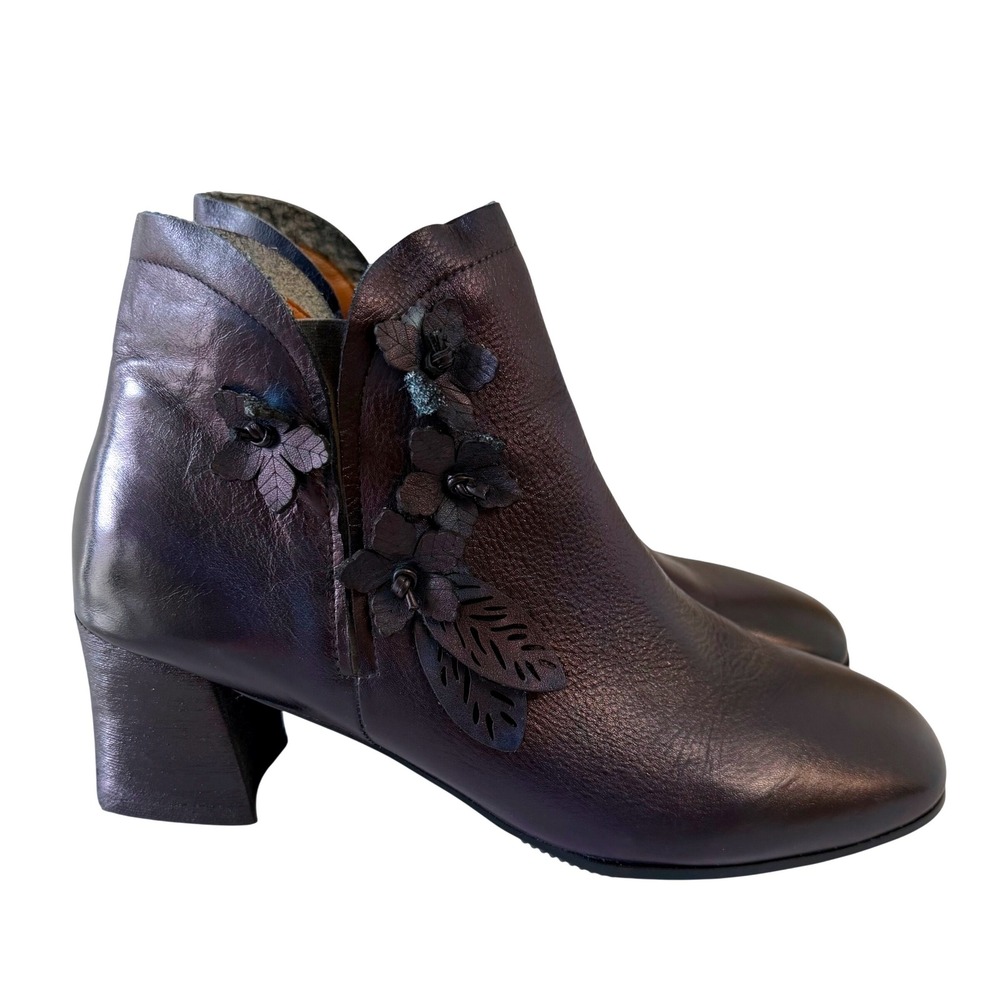 L'Artiste by Spring Step Loralie Blue Ombre Leather Floral Ankle Boots 42  10.5